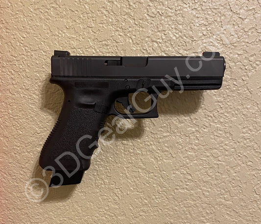 Floating wall mount for Glock 9/40/357 pistols - right facing muzzle